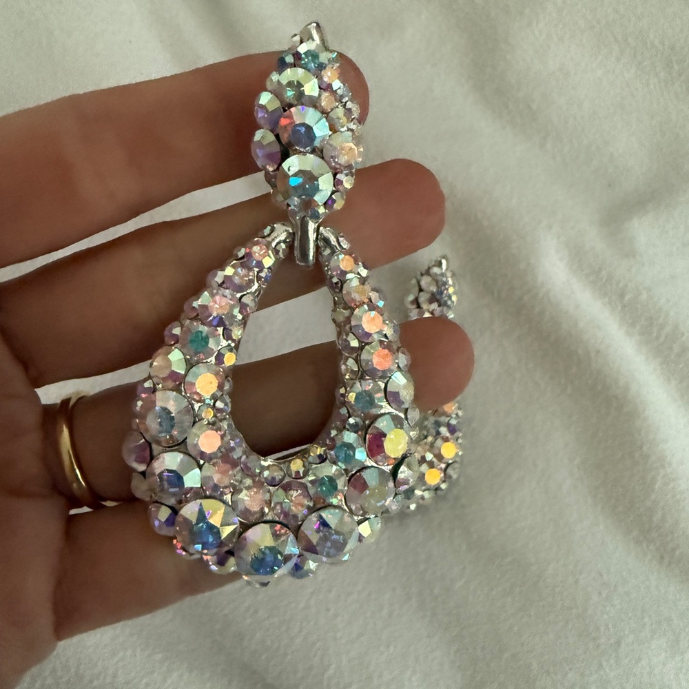 Elegant Silver and Iridescent Crystal Earrings